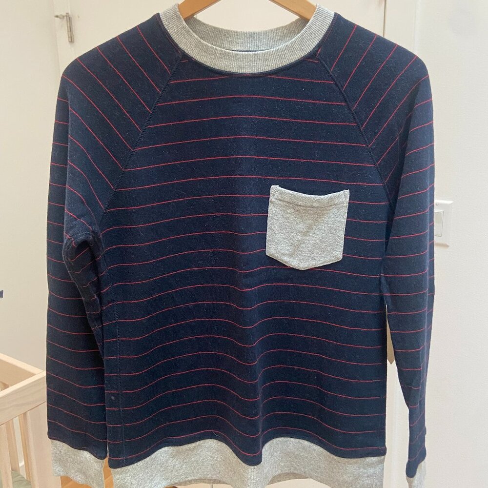 Band of Outsiders Navy Red Stripe Contrast pocket Sweatshirt - NWT Size 2